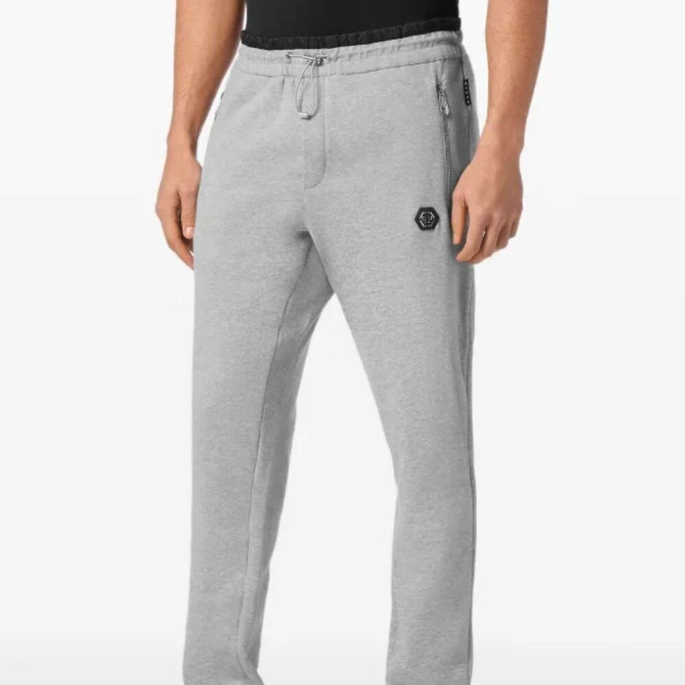 RARE PHILIPP PLEIN DIAMOND QUILTED PUFFERED SWEAT PANTS KNIT LOUNGE TRACK PANT L